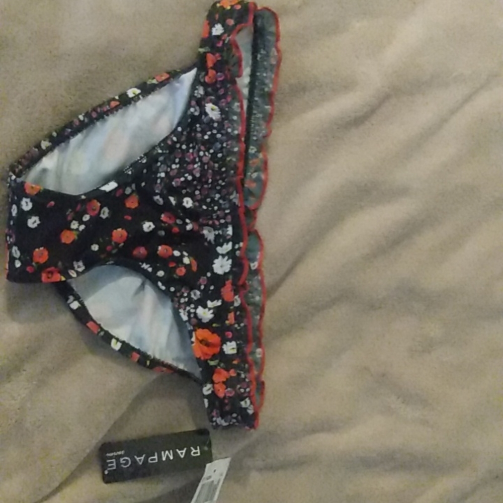 Bathing suit bottoms, ex small by rampage black with flowers